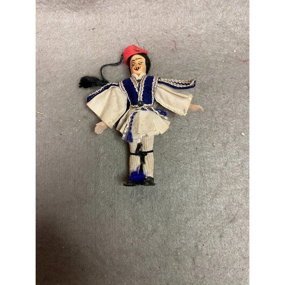 VINTAGE 4 1/2 INCH HARD PLASTIC ETHNIC‎ DRESSED MAN DOLL MOVABLE ARMS